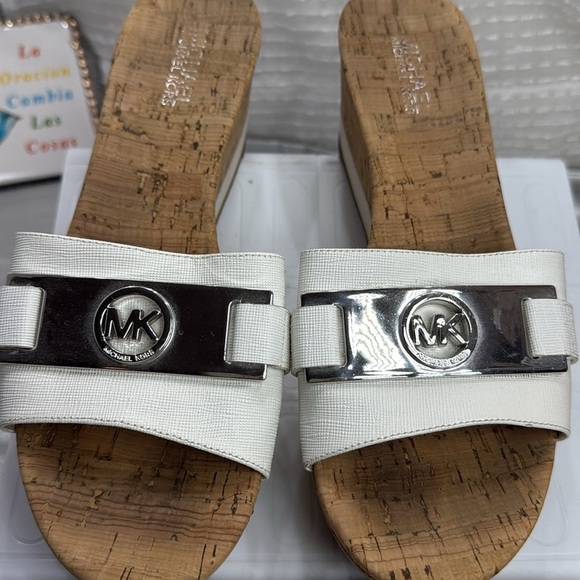 (S3) Michael Kors Warren Wedge Platform Sandals for Women, Size 9 M, White Cork - Picture 3 of 10